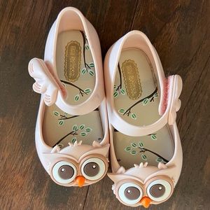 Mini Melissa Owl Mary Jane Shoes Size 6 Baby/Toddler